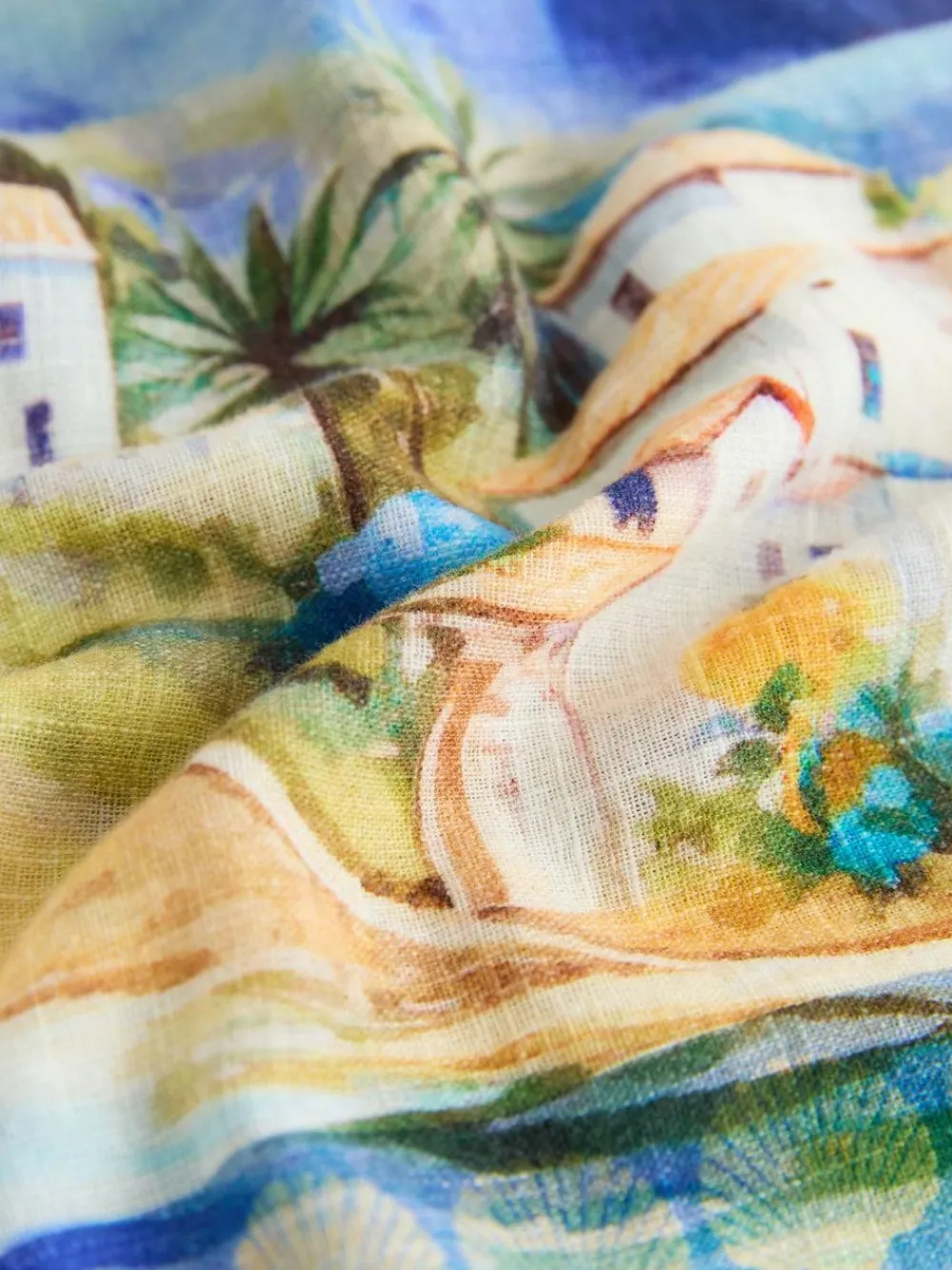 Next Multi Scenic Print Relaxed Long Sleeve Shirt With Linen^Women Tops & T-Shirts|Blouses & Shirts