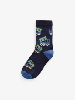 Next Multi Stripe Transport Cotton Rich Socks 7 Pack^BOY Socks & Tights|Socks & Tights