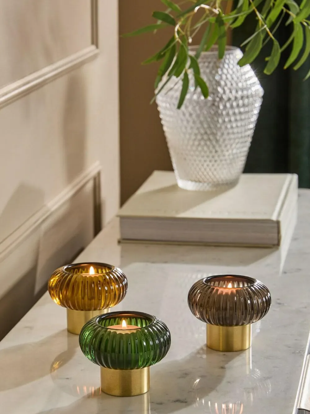 Next Multicolour Cooper Glass Candle Holder Tealight^ Candle Holders & Lanterns