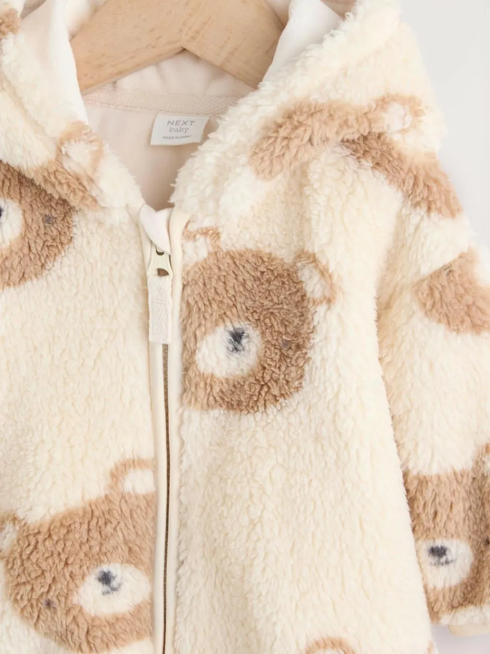 Outlet Next Natural Bear Face Fleece Zip Jacket (0mths-2yrs)