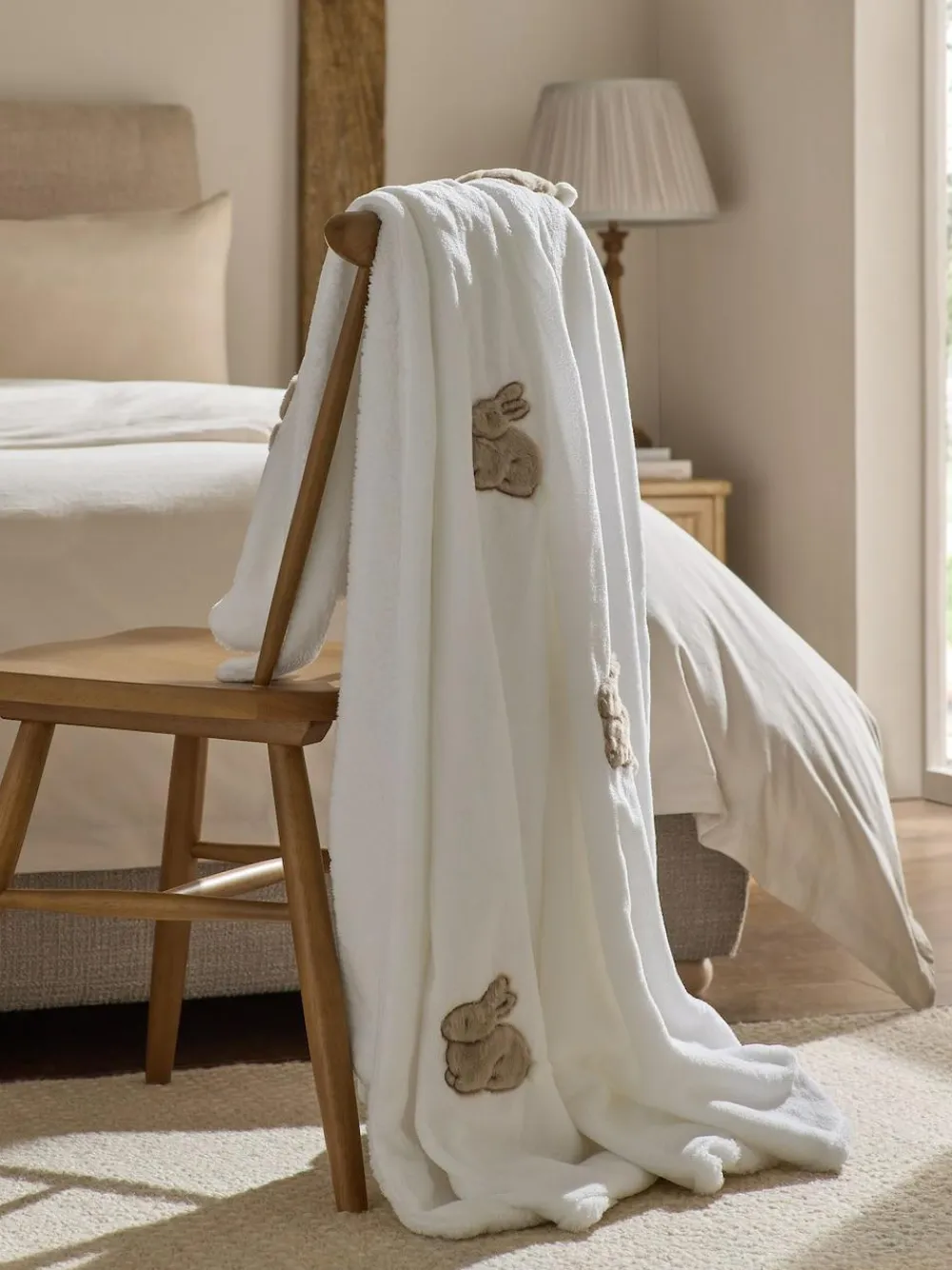 Clearance Next Natural Bunny Fleece Throw