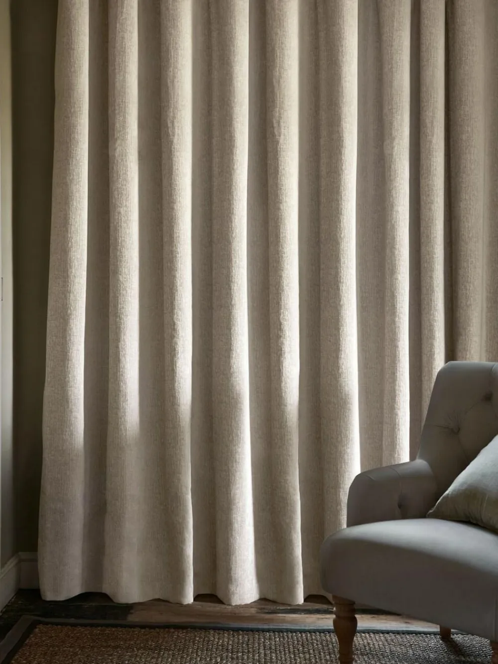 Next Natural Heavyweight Chenille Eyelet Blackout/Thermal Curtains^ Curtains & Blinds