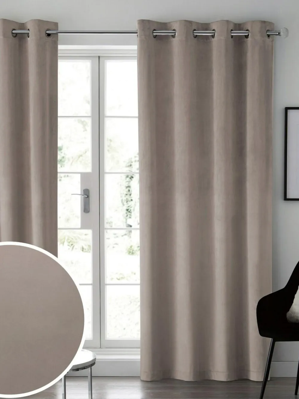 Hot Next Natural Mink Matte Velvet Lined Curtains