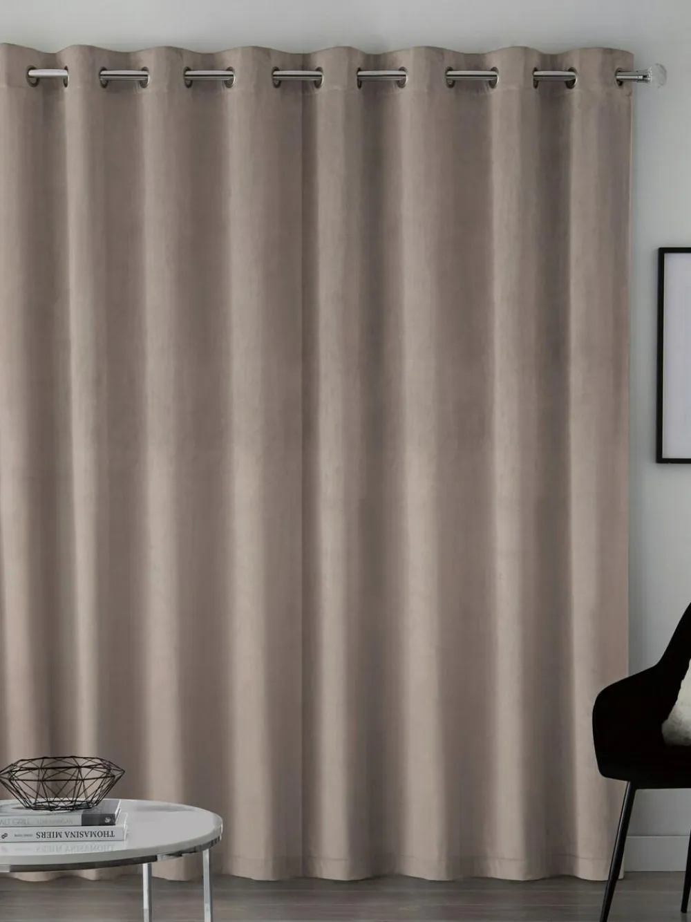 Hot Next Natural Mink Matte Velvet Lined Curtains