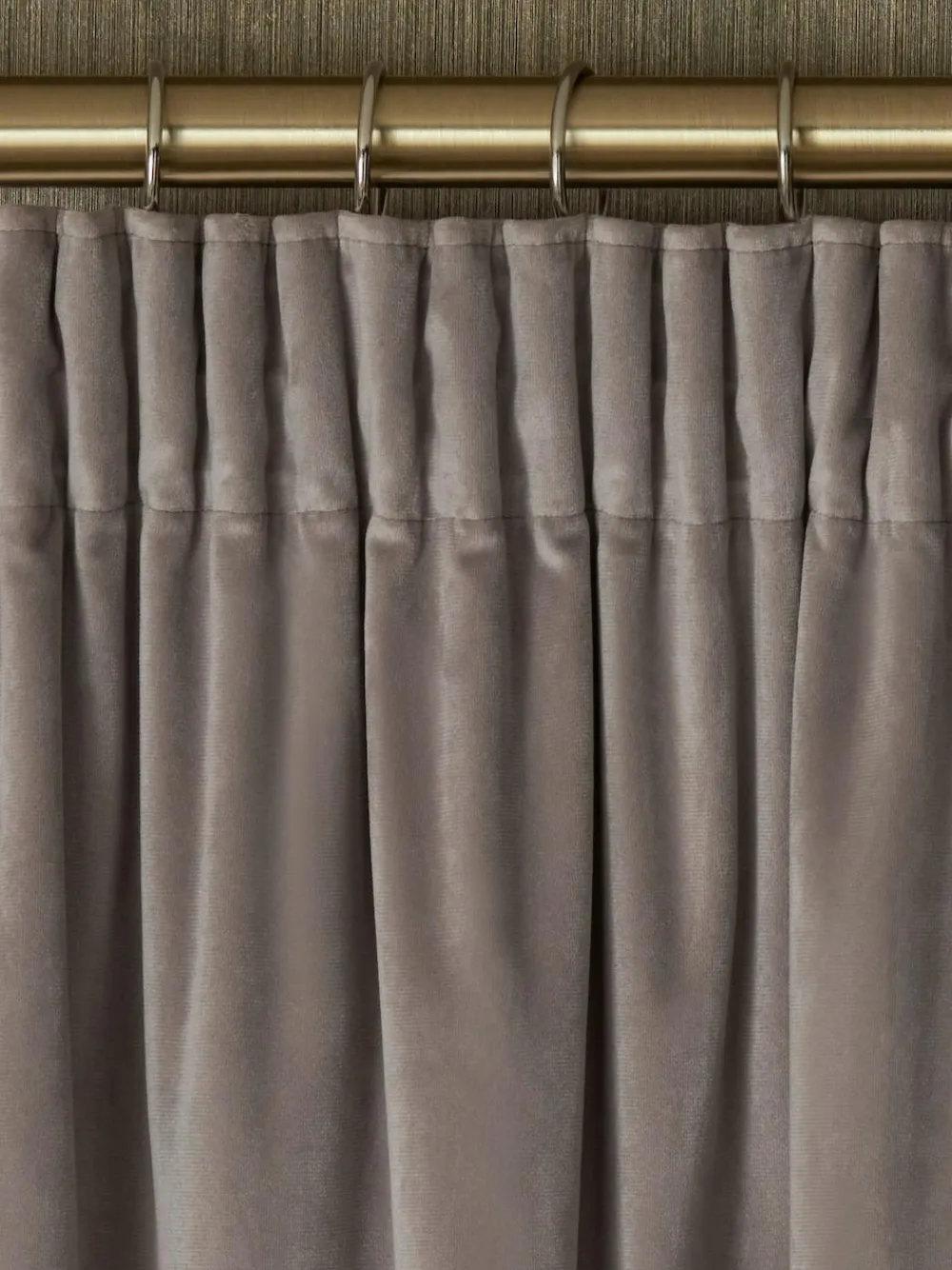 Next Natural Mink Matte Velvet Pencil Pleat Blackout/Thermal Curtains^ Curtains & Blinds