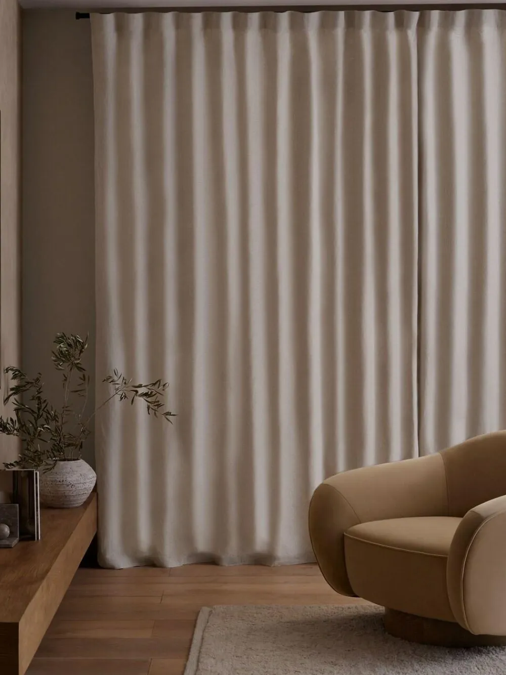 Next Natural N. Premium Collection 100% Linen Wave Header Lined Curtains^ Curtains & Blinds