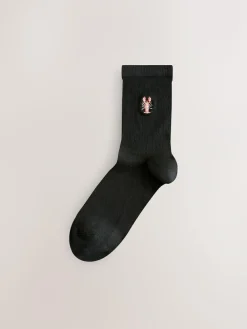 Next Nautical Fisherman Print Embroidered Motif Ankle Socks 4 Pack