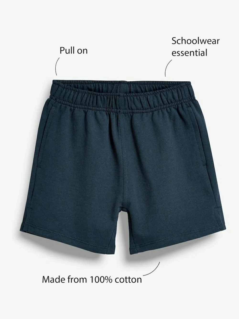 Outlet Next 100% Cotton Jersey School Shorts (3-16yrs) Navy Blue
