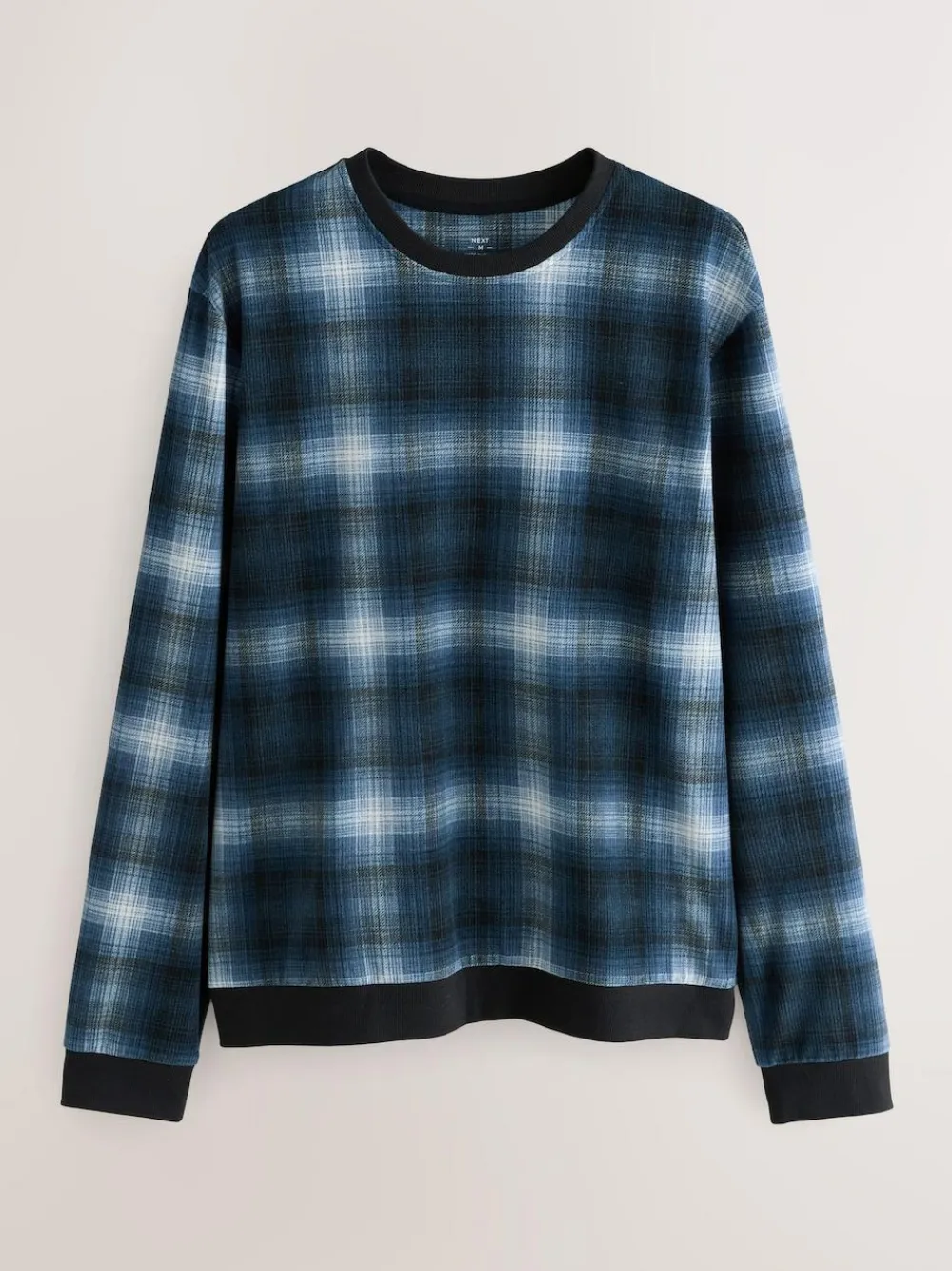 Next Motionflex Cosy Long Sleeve Cuffed Pyjamas Set Navy Blue Check