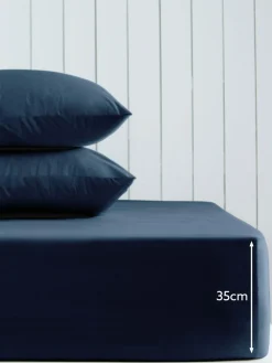 Sale Next Navy Blue Cotton Rich Deep Fitted Bed Sheet