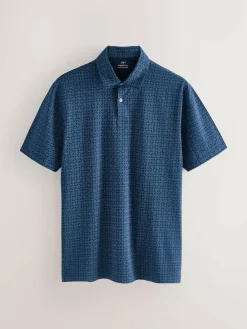 Next Navy Blue Geo Regular Fit Short Sleeve Jersey Polo Shirts 3 Pack^ Tops & T-Shirts