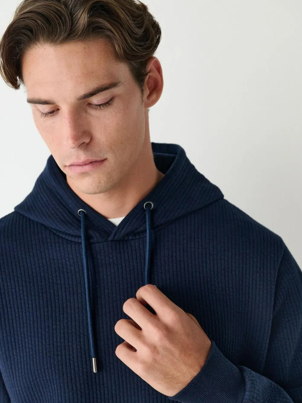 Sale Next Linear Texture Hoodie Navy Blue