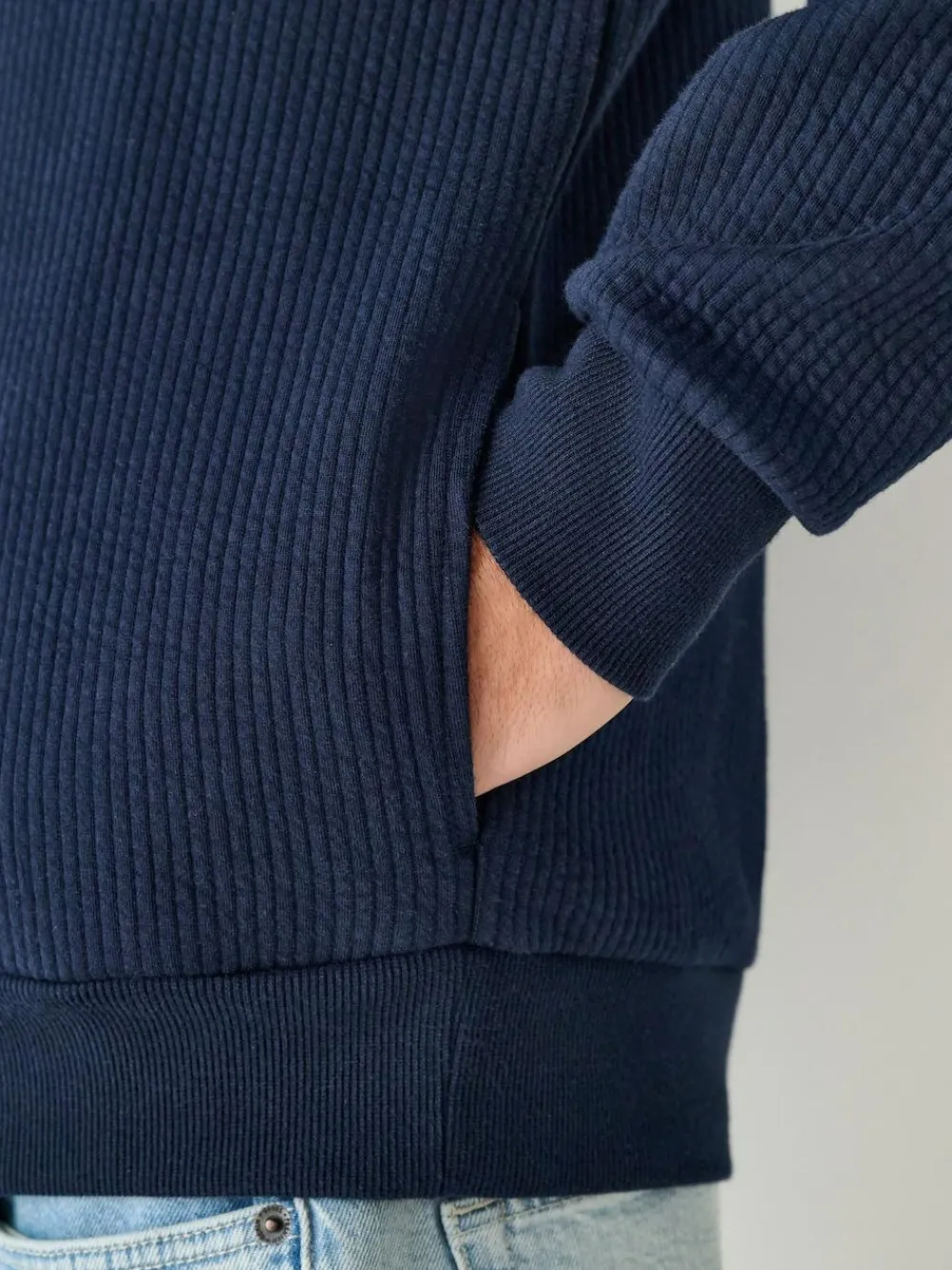 Sale Next Linear Texture Hoodie Navy Blue