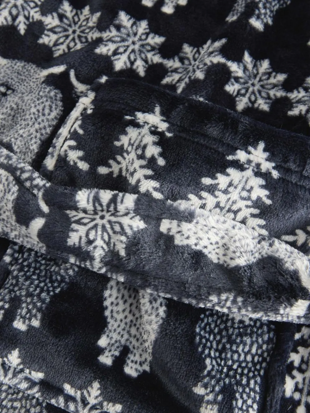 Next Navy Blue Matching Family Christmas Fairisle Pattern Hamish The Highland Cow Dressing Gown^ Bathrobe