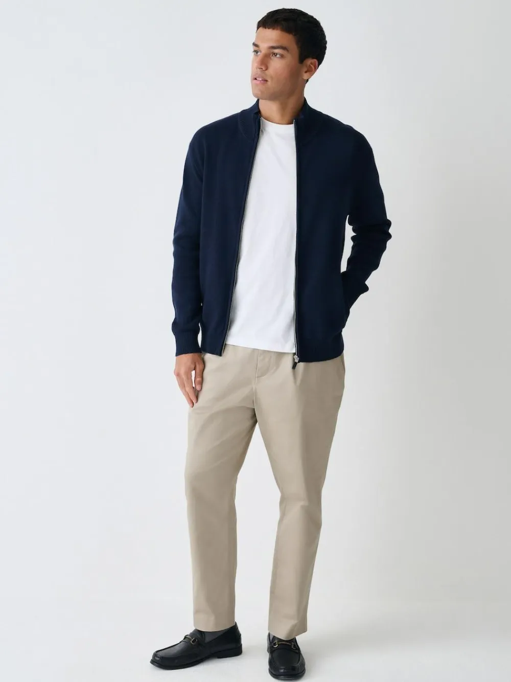 Next N.Premium Regular Fit 100% Cotton Premium Zip-Through Cardigan^ Knitwear|Knitwear