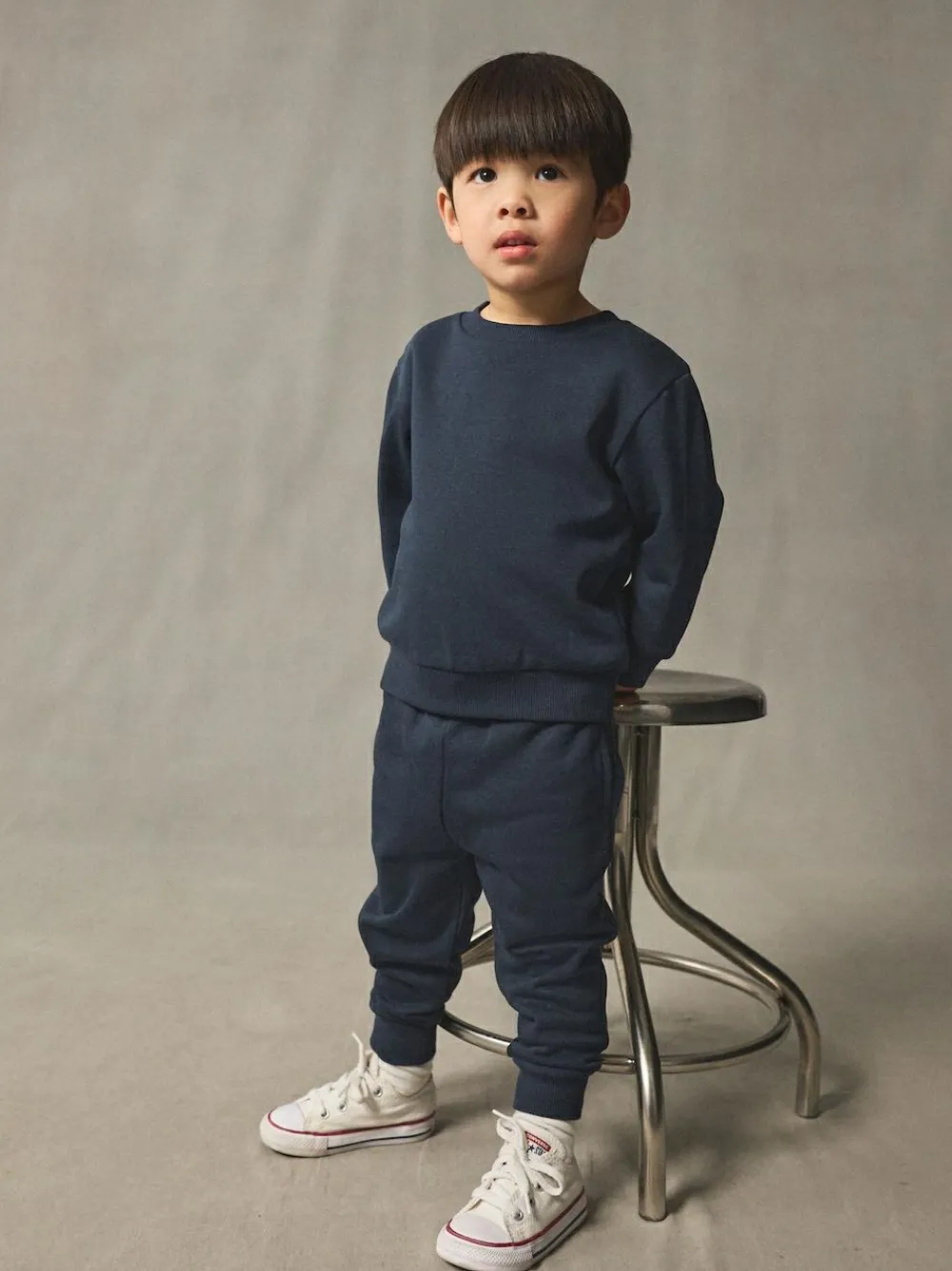 New Next Navy Blue Plain Sweatshirt And Joggers Set (3mths-7yrs)