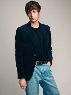 Sale Next Regular Fit Cord Blazer Navy Blue