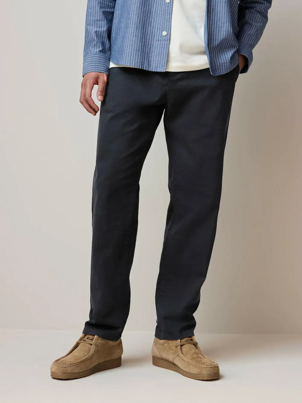 Outlet Next Navy Blue Regular Tapered Fit Stretch Chinos Trousers