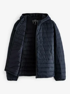 Discount Next Shower Resistant Lightweight Hooded Puffer Coat Jacket Navy Blue