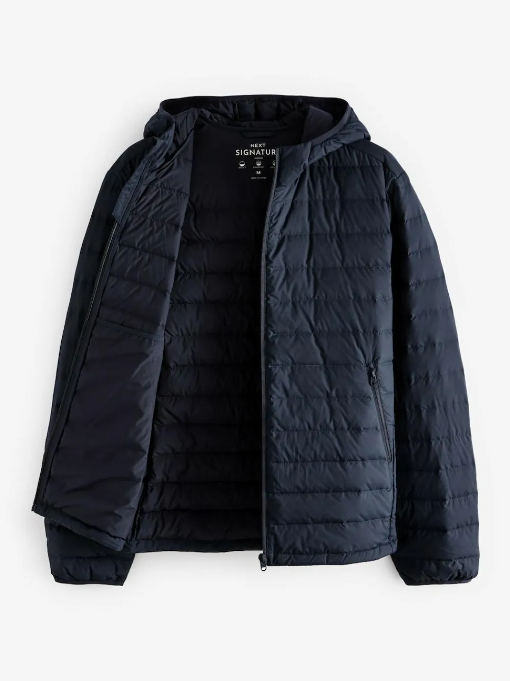 Discount Next Shower Resistant Lightweight Hooded Puffer Coat Jacket Navy Blue