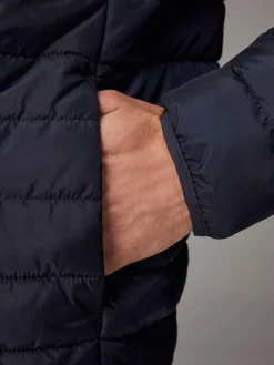 Discount Next Shower Resistant Lightweight Hooded Puffer Coat Jacket Navy Blue