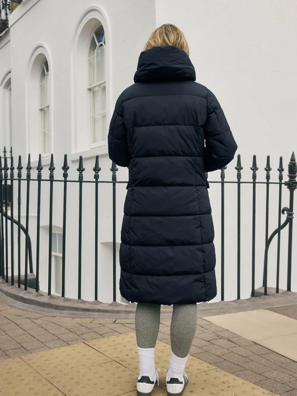 Clearance Next Navy Blue Shower Resistant Padded Hooded Longline Coat