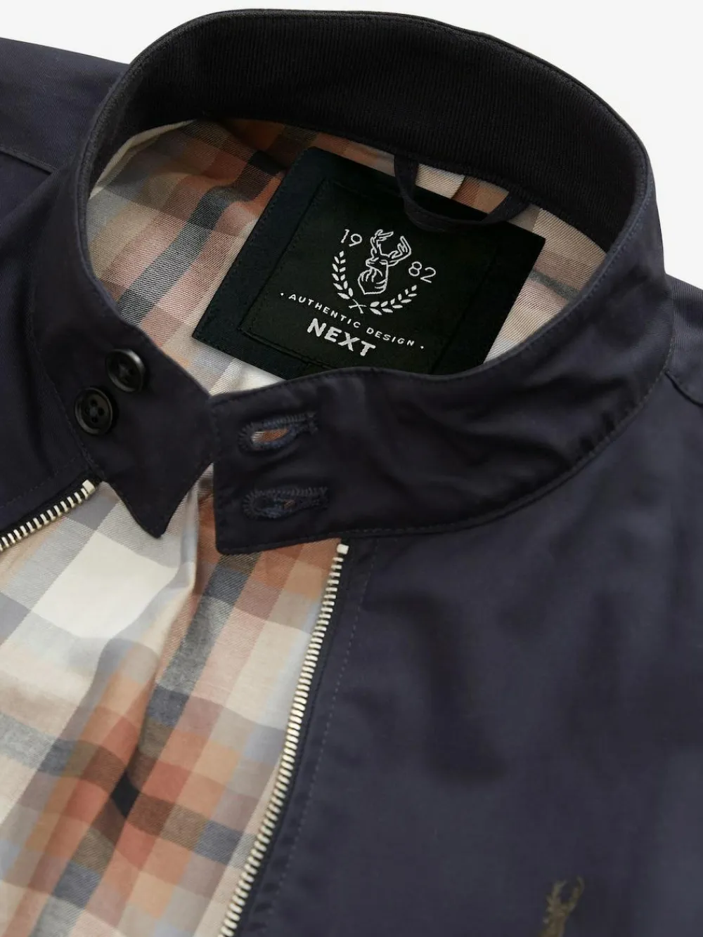 Outlet Next Shower Resistant Check Lining Harrington Jacket Navy Blue