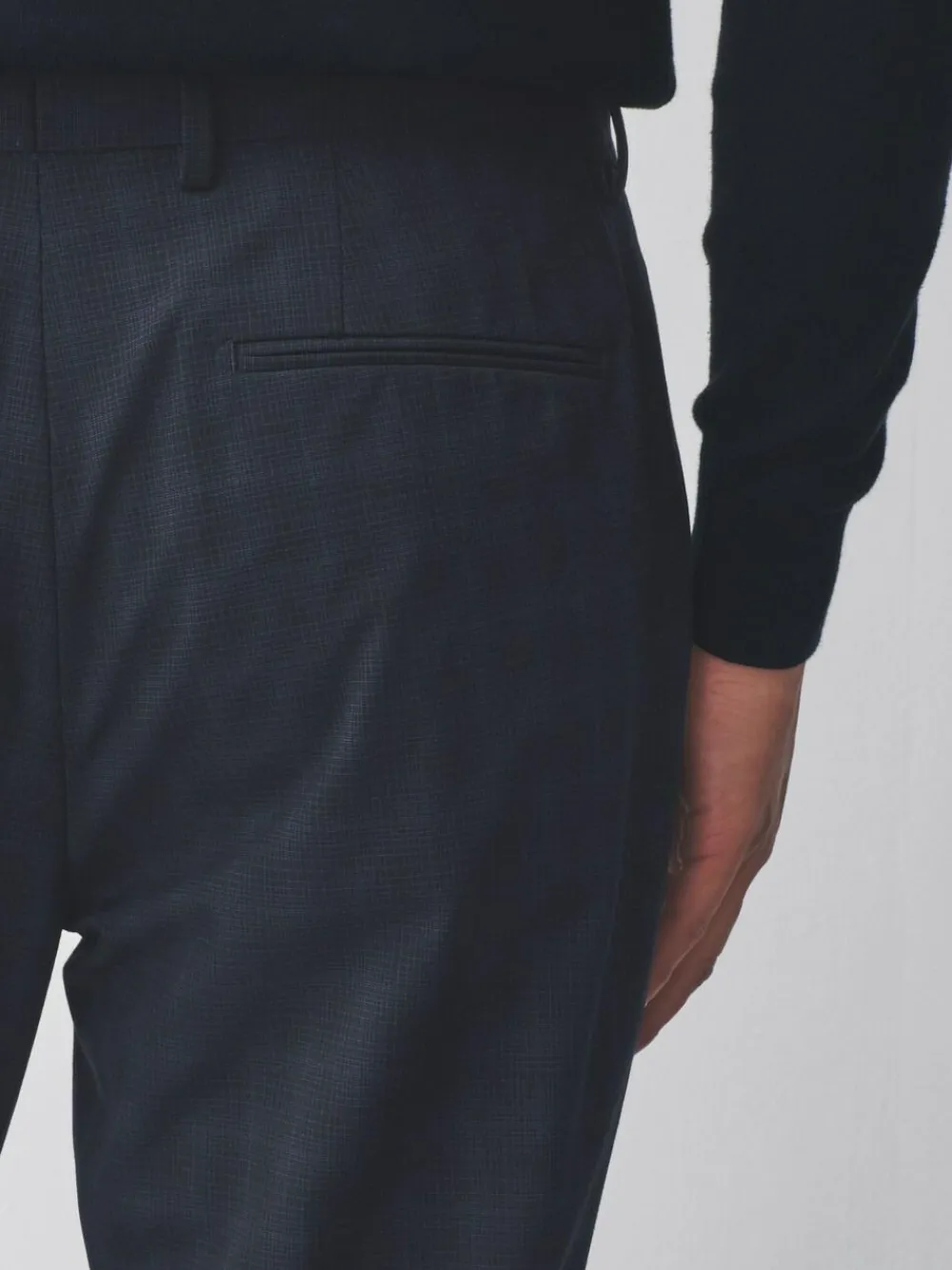 New Next Navy Blue Slim Fit Check Suit Trousers