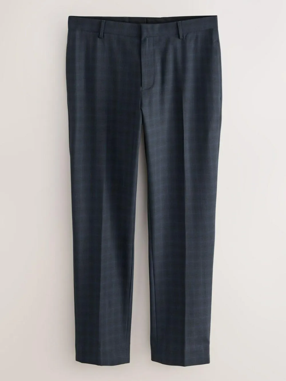 New Next Navy Blue Slim Fit Check Suit Trousers