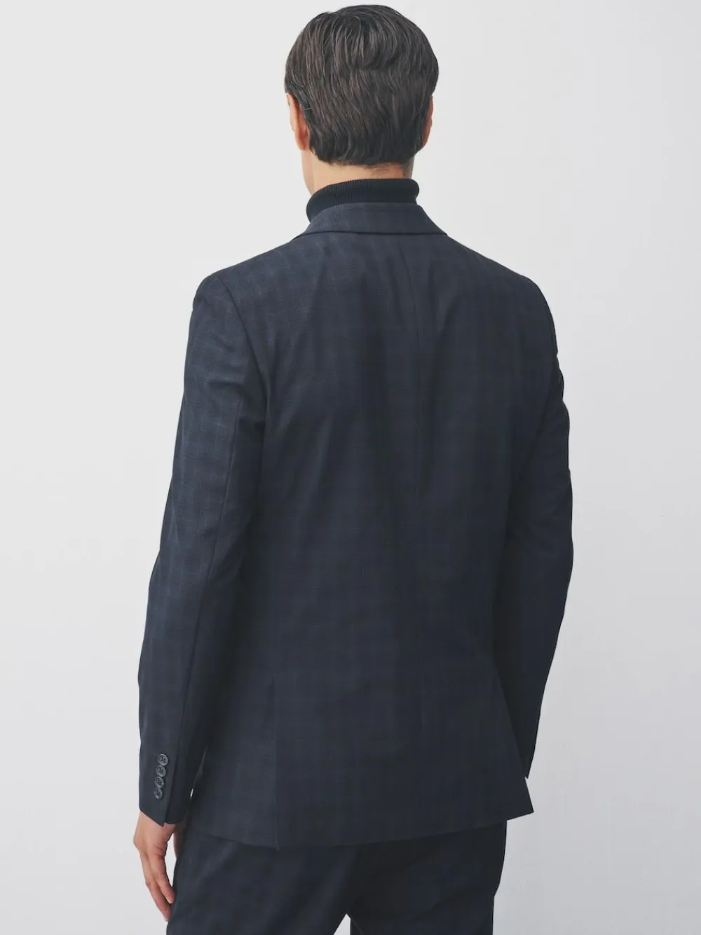 Clearance Next Navy Blue Slim Fit Check Suit Jacket