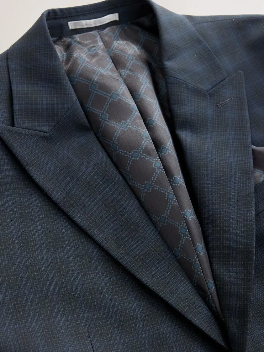 Clearance Next Navy Blue Slim Fit Check Suit Jacket