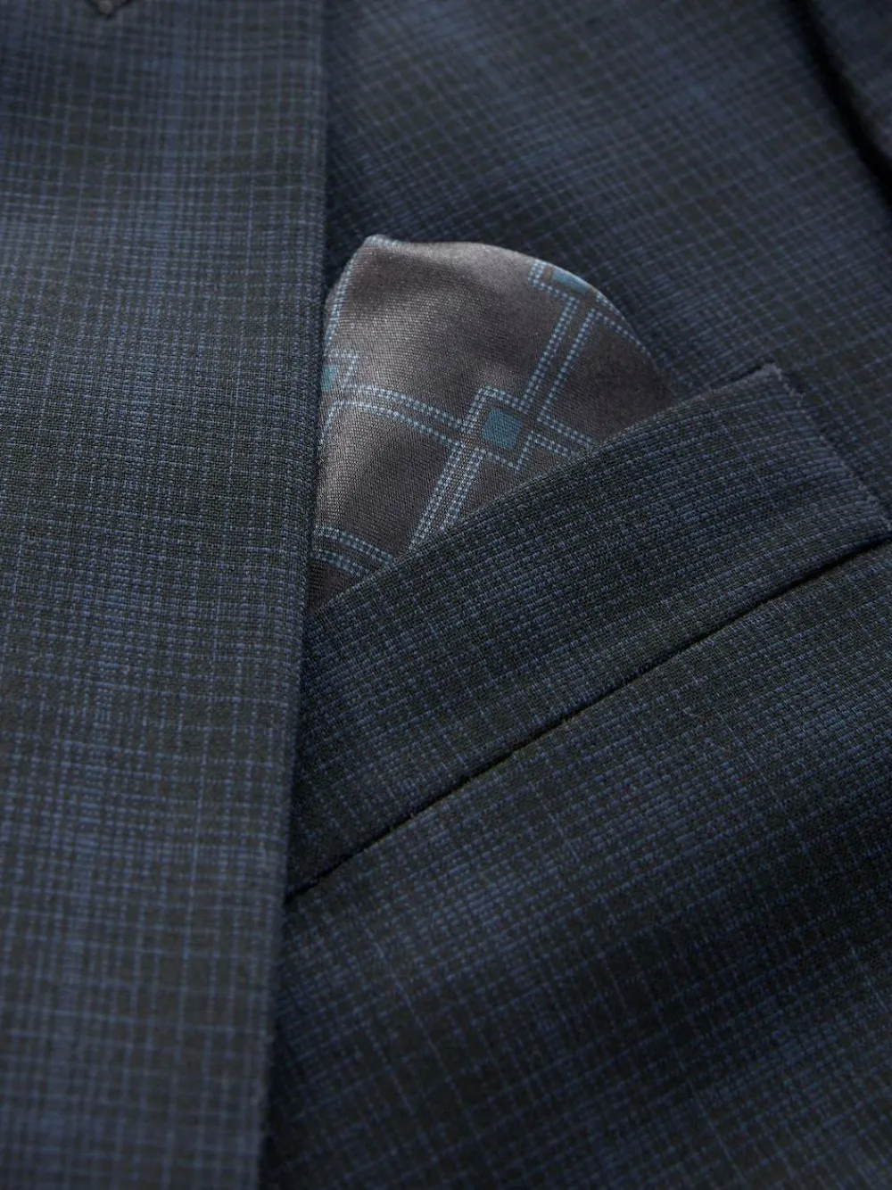 Clearance Next Navy Blue Slim Fit Check Suit Jacket