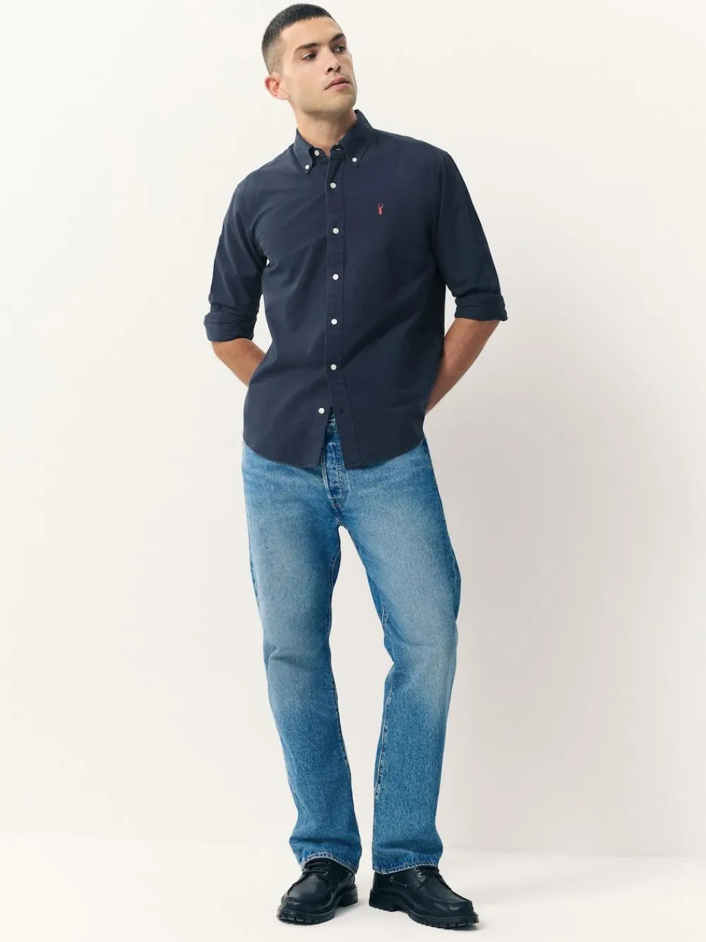 Clearance Next Navy Blue Slim Fit Long Sleeve Oxford Shirt
