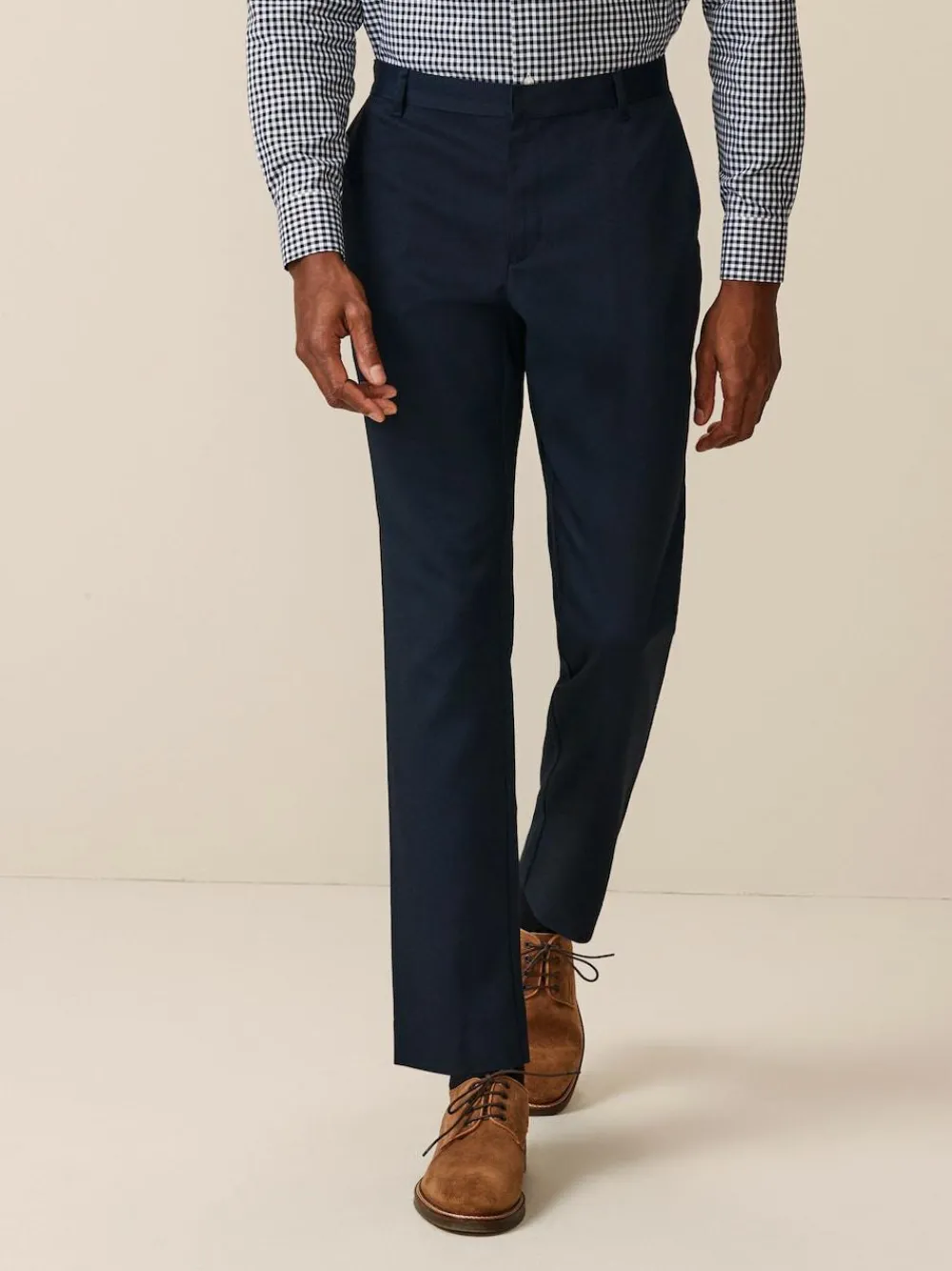 Clearance Next Slim Fit Plain Front Smart Trousers 2 Pack Navy Blue