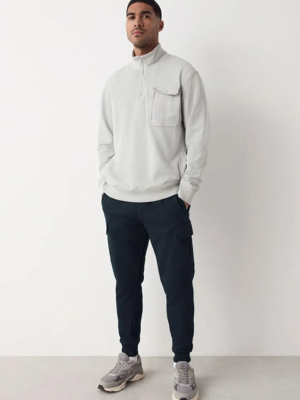 Outlet Next Slim Fit Slim Fit Brushback Heavyweight Cargo Joggers Navy Blue