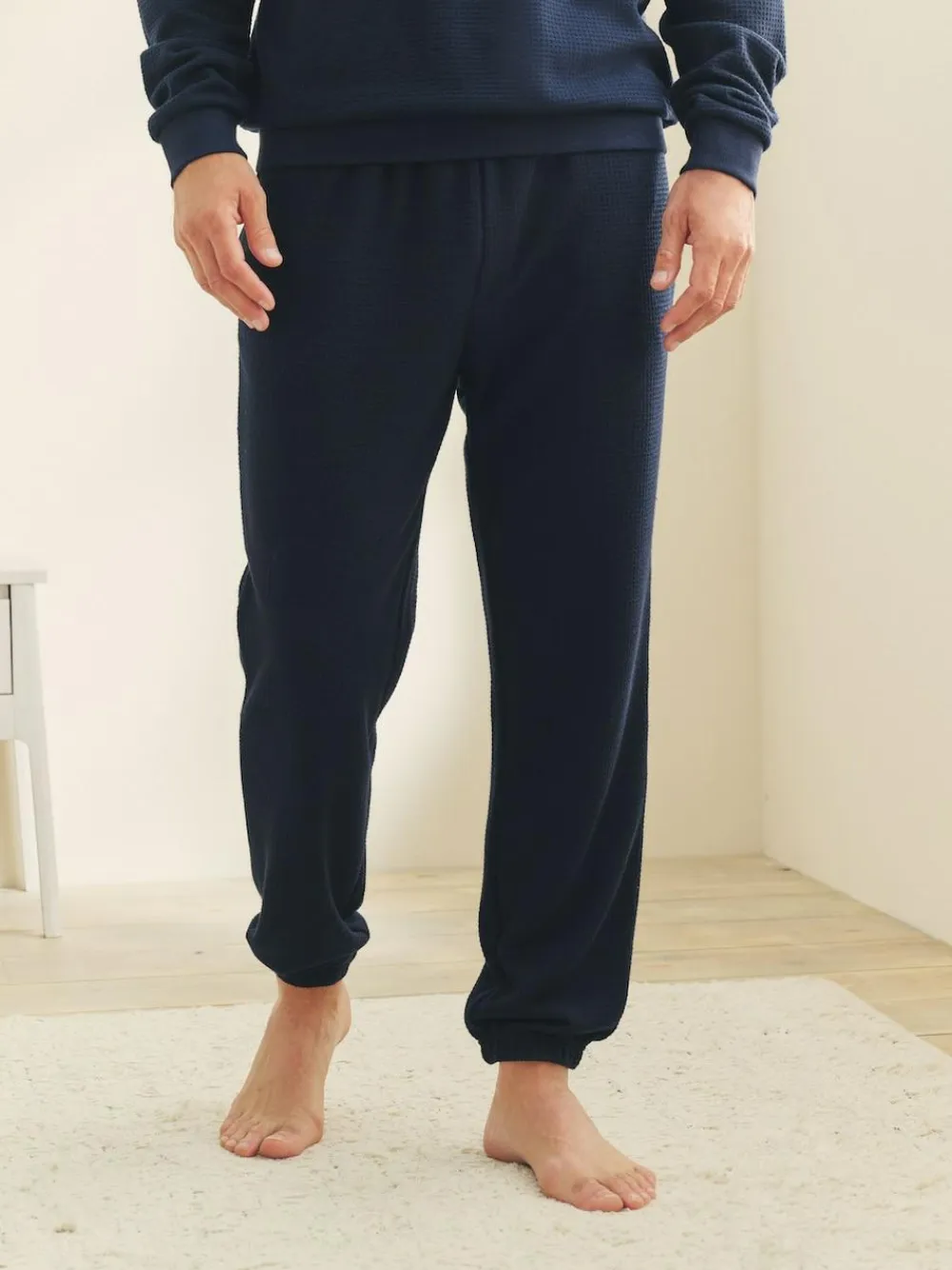 Outlet Next Soft Waffle Long Sleeve Pyjamas Set Navy Blue