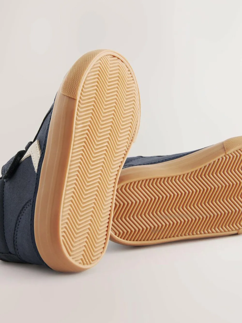 Hot Next Standard Fit (F) Elastic Lace Touch Fastening Chevron Boots Navy Blue