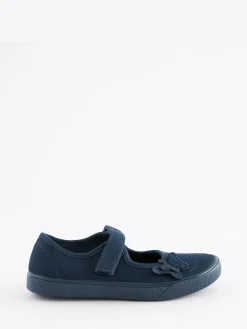 Next Standard Fit (F) Butterfly Embroidered School Plimsoll Shoes^ Shoes