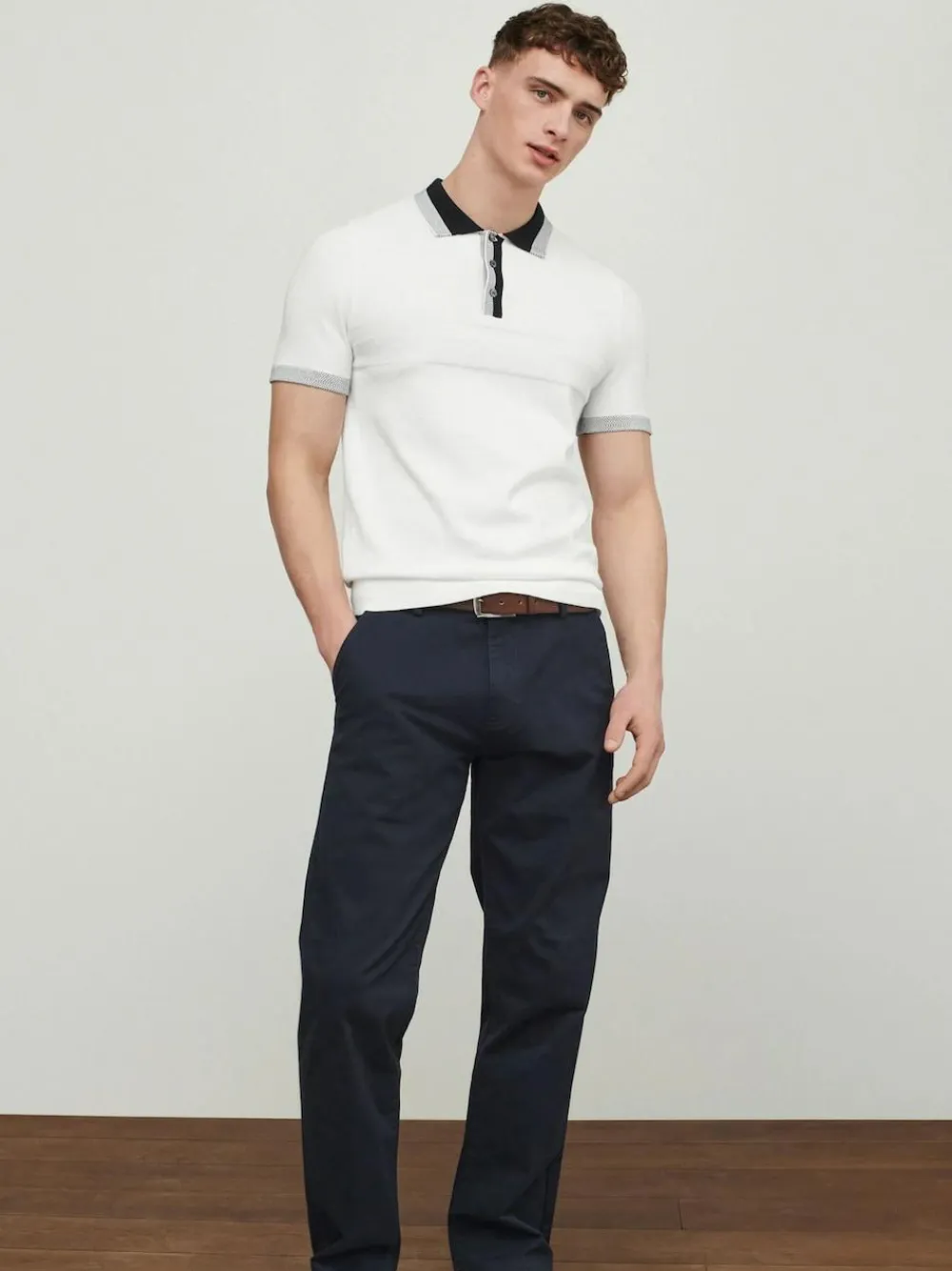 Next Straight Fit Belted Soft Touch Chino Trousers^ Pants & Chinos