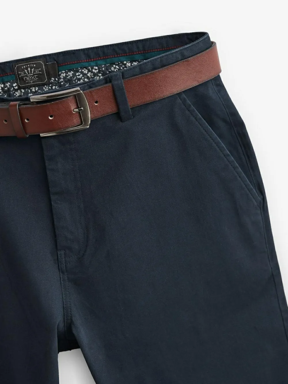 Next Straight Fit Belted Soft Touch Chino Trousers^ Pants & Chinos