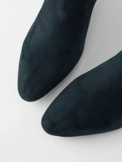Best Next Motionflex Block Heeled Sock Boots Navy Blue Suede