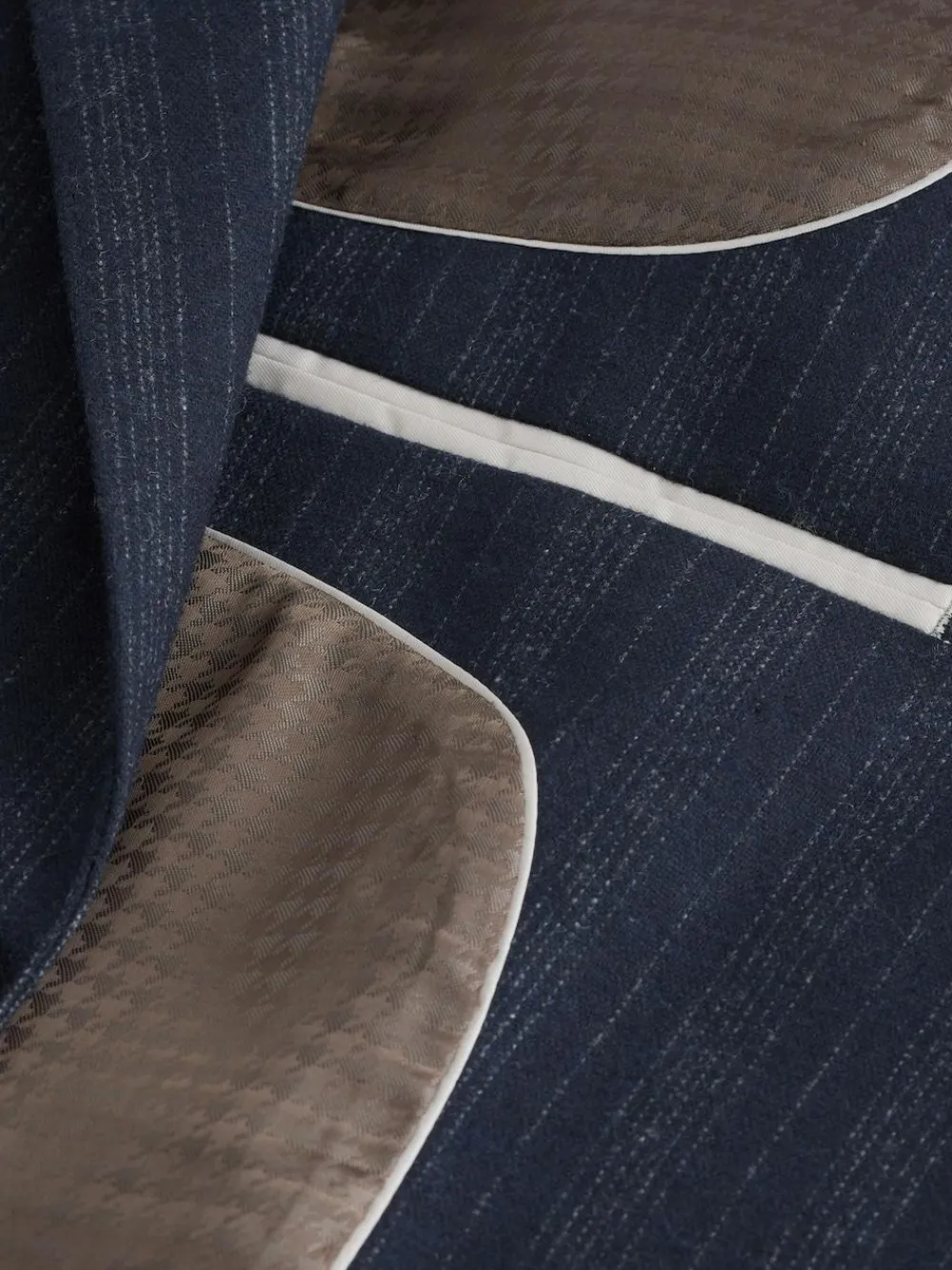 New Next Navy Blue Tailored Fit Striped Wool Blend Suit Jacket