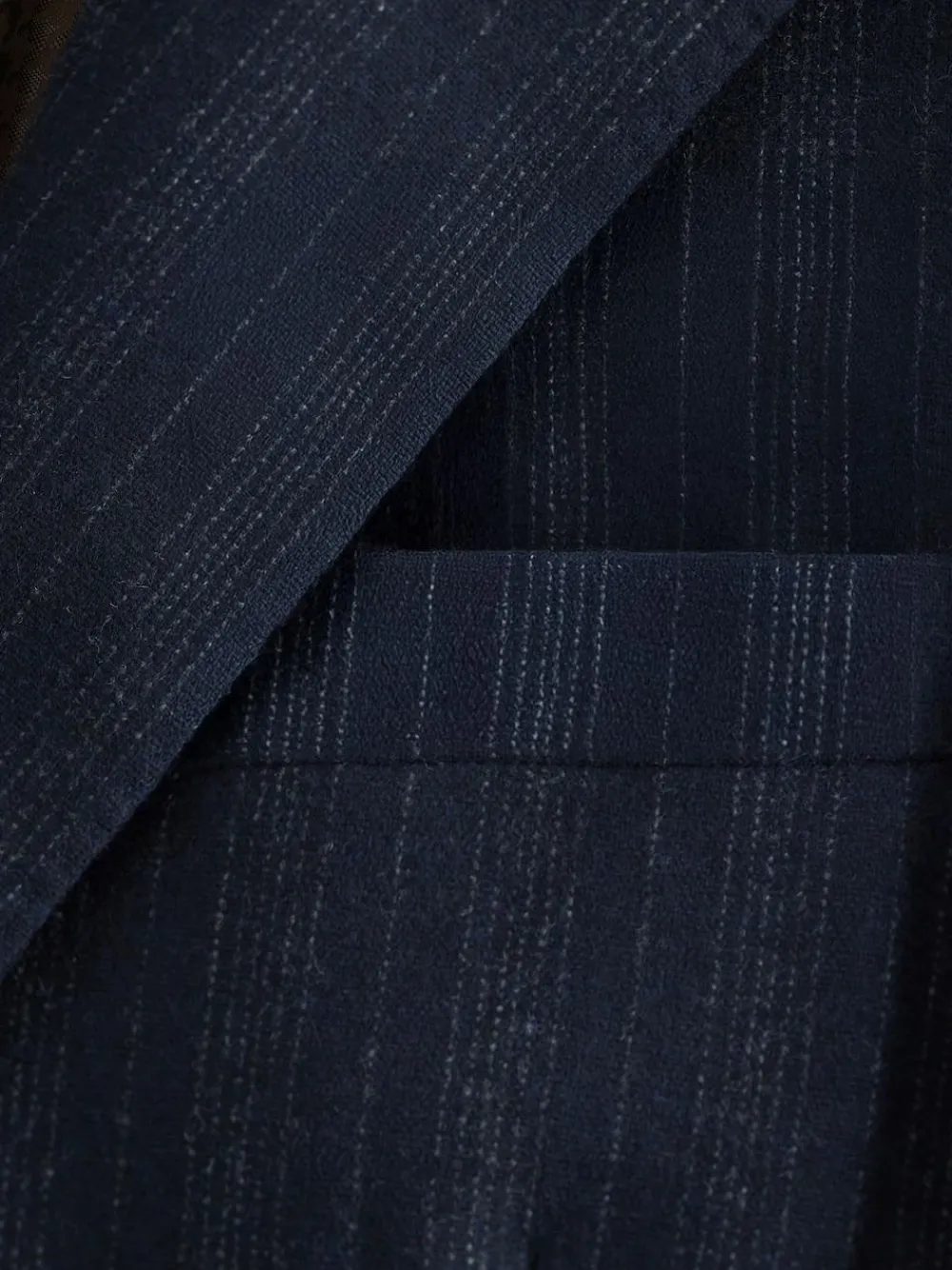 New Next Navy Blue Tailored Fit Striped Wool Blend Suit Jacket