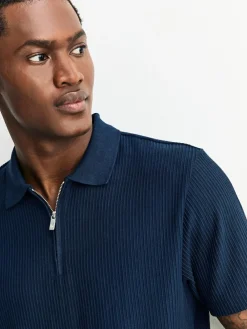 Next Textured Smart Zip Neck Polo Shirt^ Tops & T-Shirts