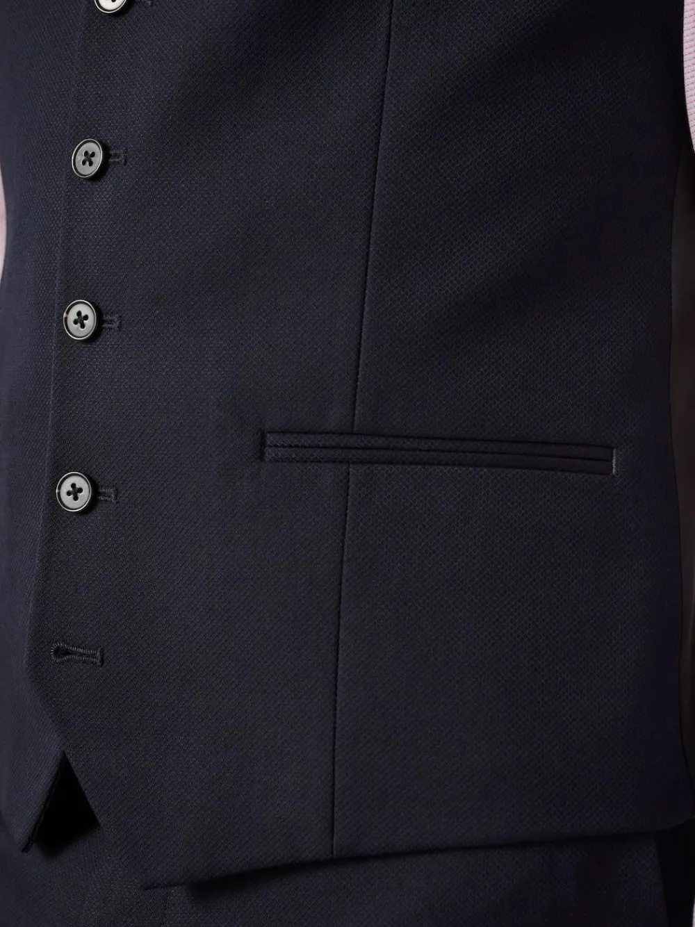 Next Navy Blue Textured Suit Waistcoat^ Vests