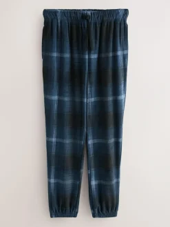 Next Navy Blue Thermal Fleece Bottoms Long Sleeve Hoodies Set^ Pyjamas