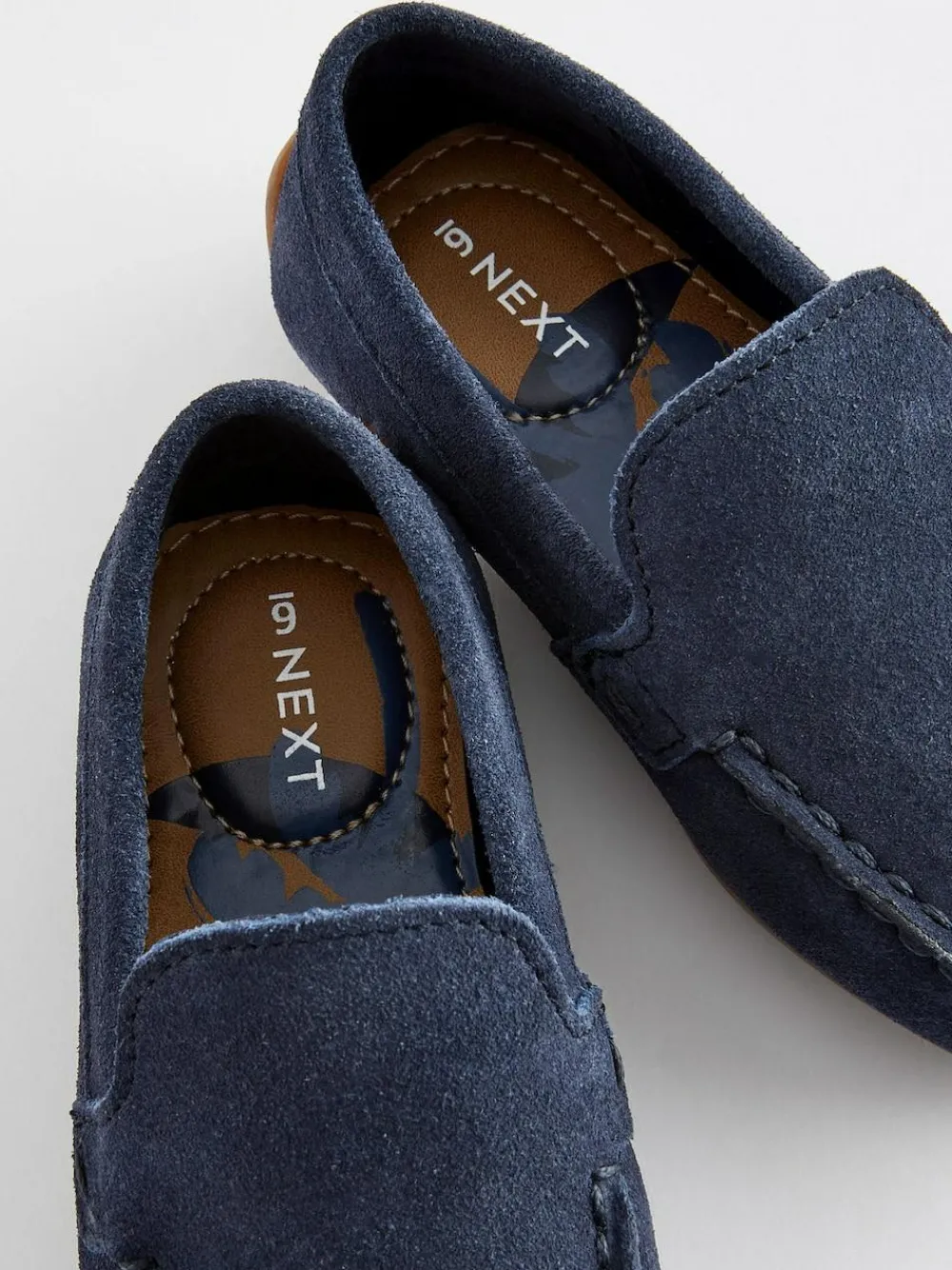 Best Next Wide Fit (G) Suede Slip-Ons Loafer Shoes Navy Blue