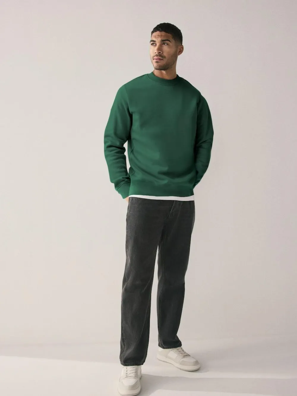 Clearance Next Cotton Rich Jersey Crew Sweatshirts 2 Pack Navy Blue/Green