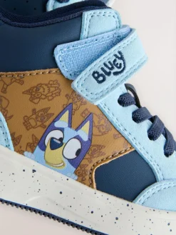 Next Navy Bluey Standard Fit (F) Touch Fastening Elastic Lace Hi Top Trainers^BOY Boots|Boots
