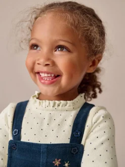 Outlet Next Navy Bunny Corduroy Dungarees Top and Tights Set (3mths-7yrs)